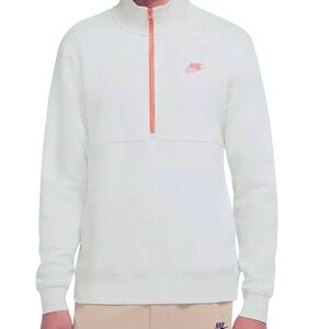NEW Nike Men's Sportswear Club 1/2 Zip Pullover DD4732-072 S Small Light Bone
